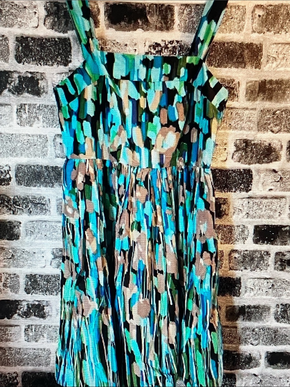 Kensie Blue, Teal & Beige Printed Midi Dress